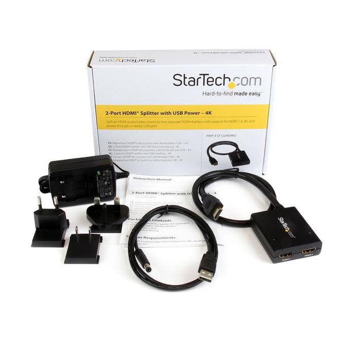 Multiplicador de Video HDMI de 2 Puertos - Splitter HDMI 4k 30Hz de 2x1  Alimentado por USB - StarTech 